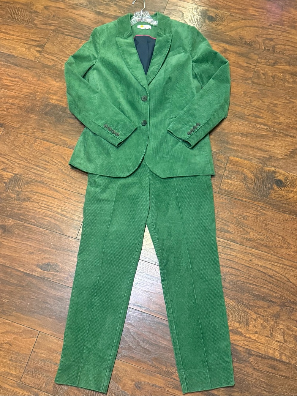 Boden Green Corduroy Suit Set Size 10R Blazer 8R Pants Dark Academia Office Wear - Picture 2 of 16